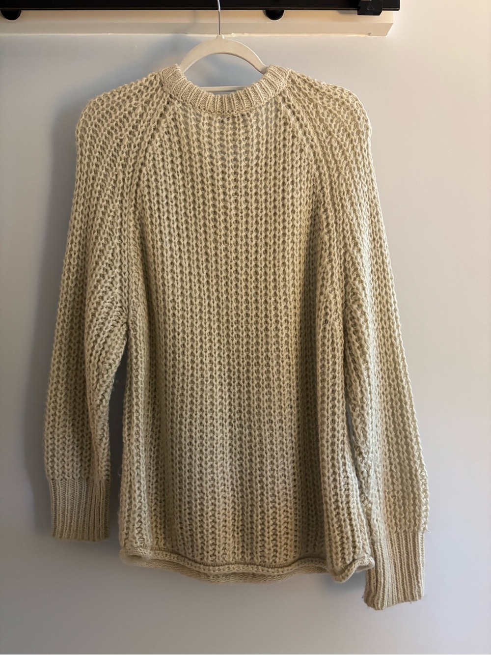 Aqua Cream Textured Crewneck Sweater